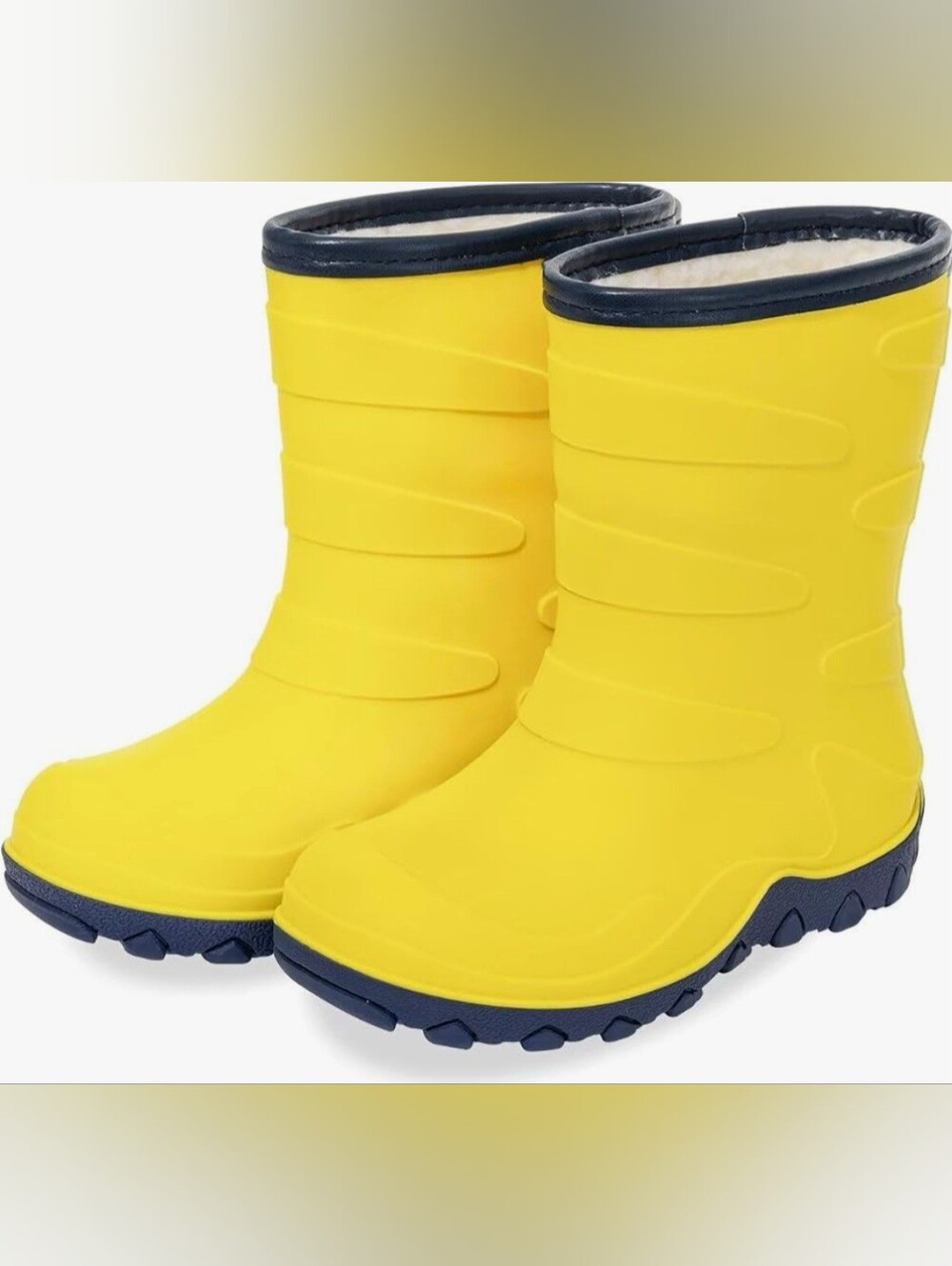 Funcooplus Yellow Rain Boots with Navy Trim
